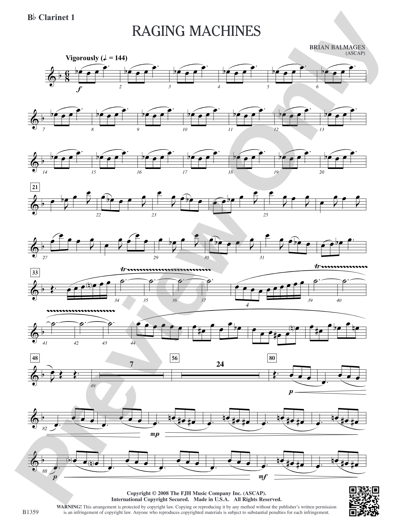 Raging Machines: B-flat Clarinet 1