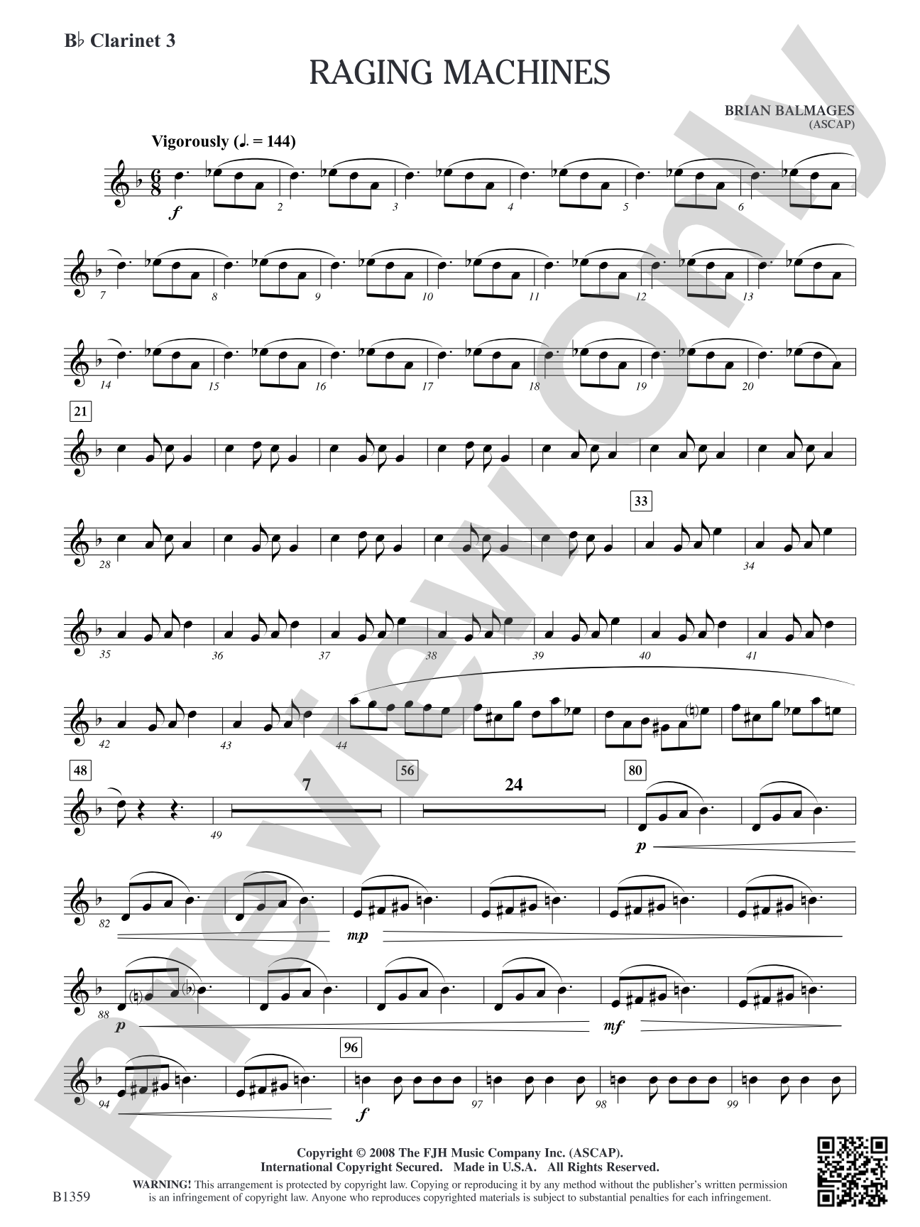 Raging Machines: B-flat Clarinet 3