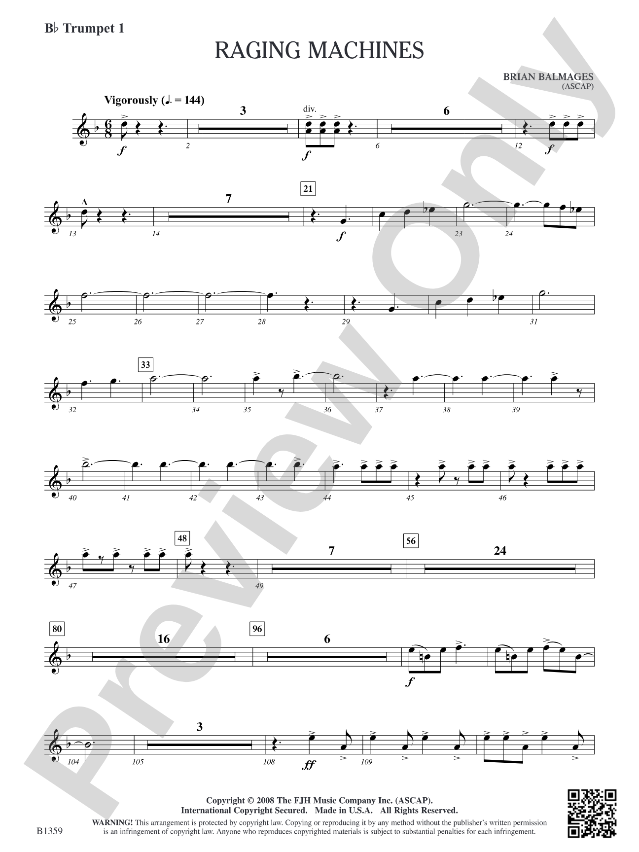 Raging Machines: B-flat Trumpet 1