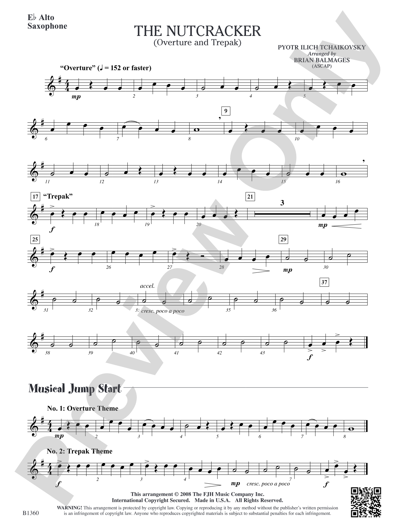 The Nutcracker (Overture and Trepak): E-flat Alto Saxophone