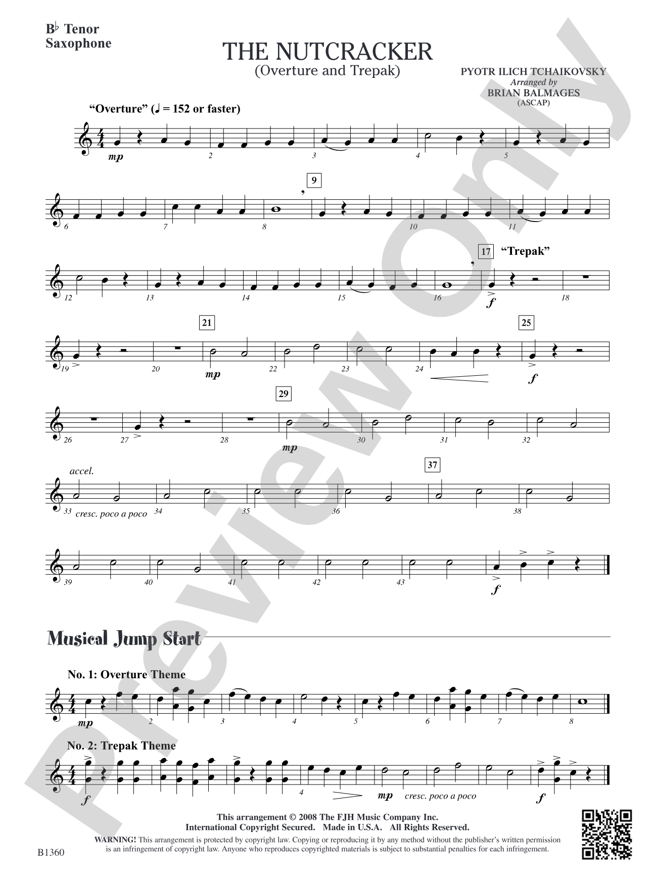 The Nutcracker (Overture and Trepak): B-flat Tenor Saxophone