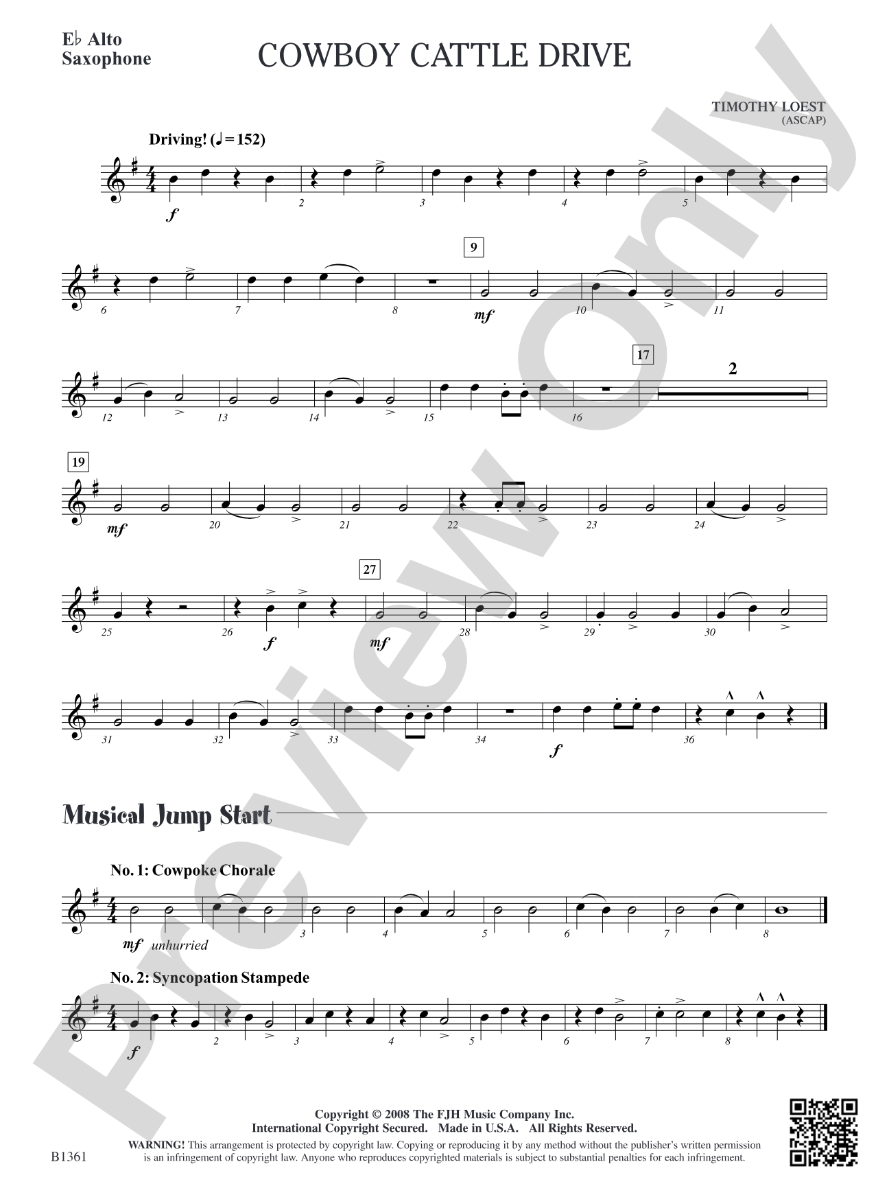 Cowboy Cattle Drive: E-flat Alto Saxophone