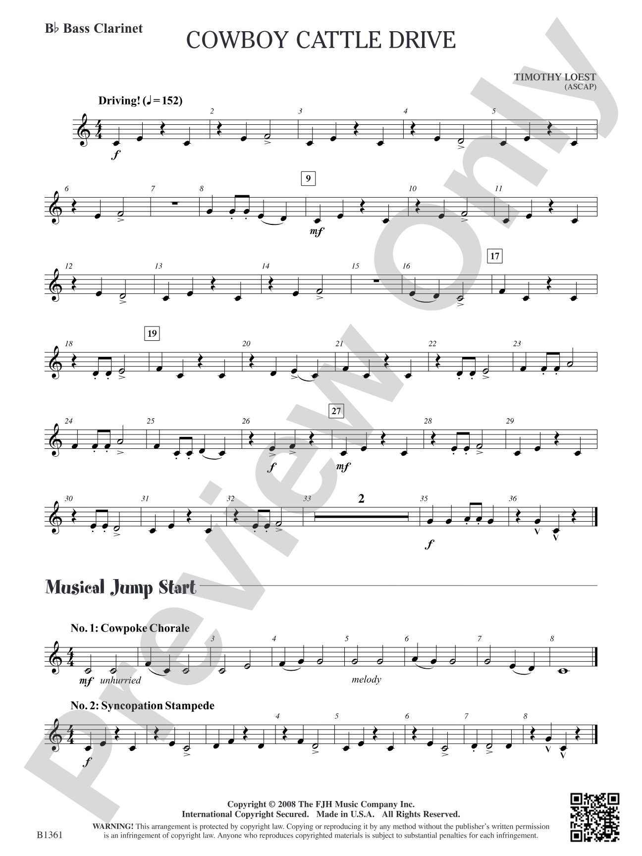 Cowboy Cattle Drive: B-flat Bass Clarinet