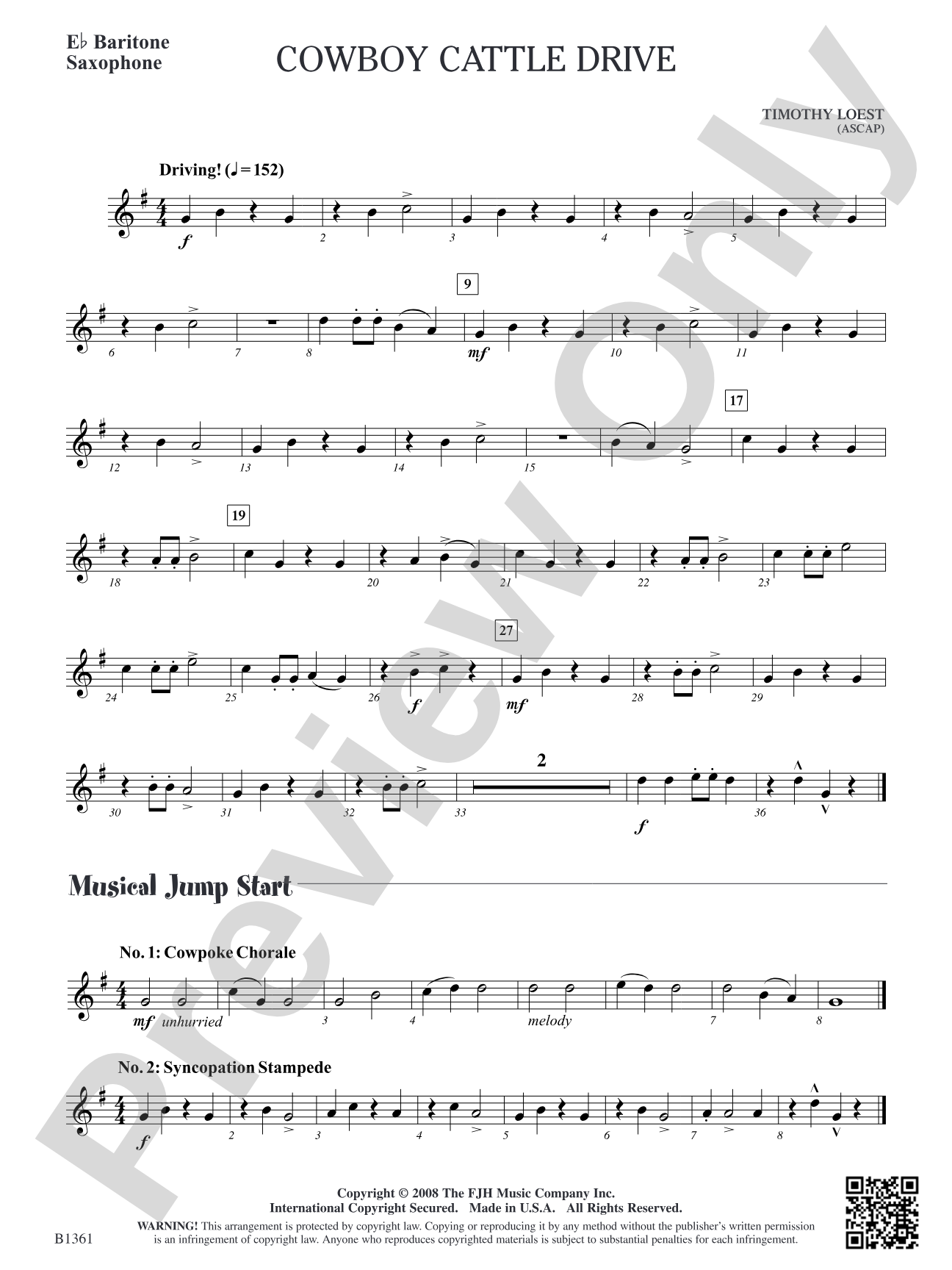 Cowboy Cattle Drive: E-flat Baritone Saxophone