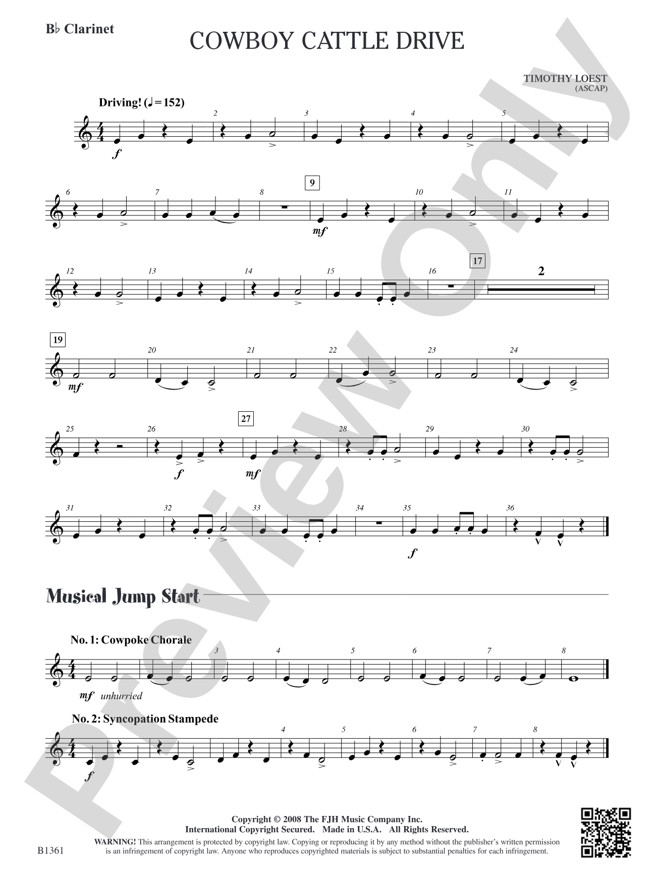 Cowboy Cattle Drive: B-flat Clarinet