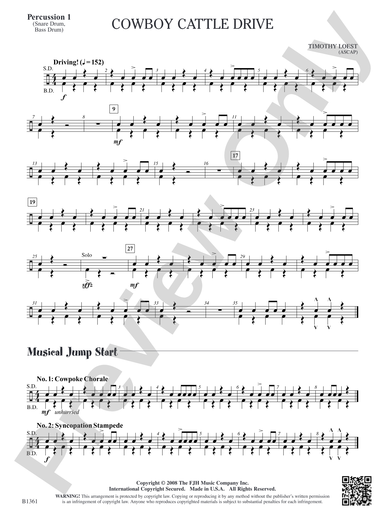Cowboy Cattle Drive: Percussion 1