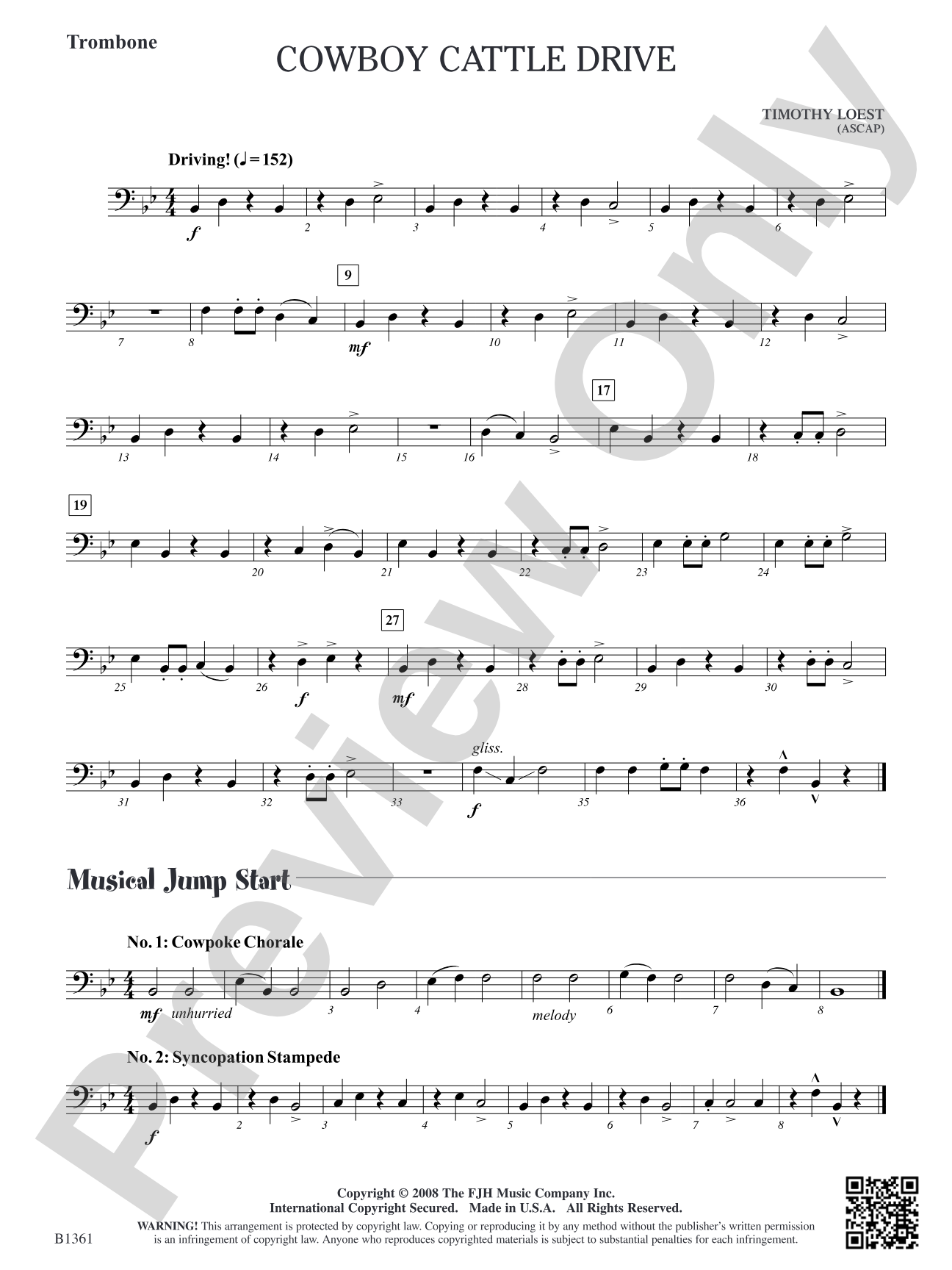 Cowboy Cattle Drive: Trombone