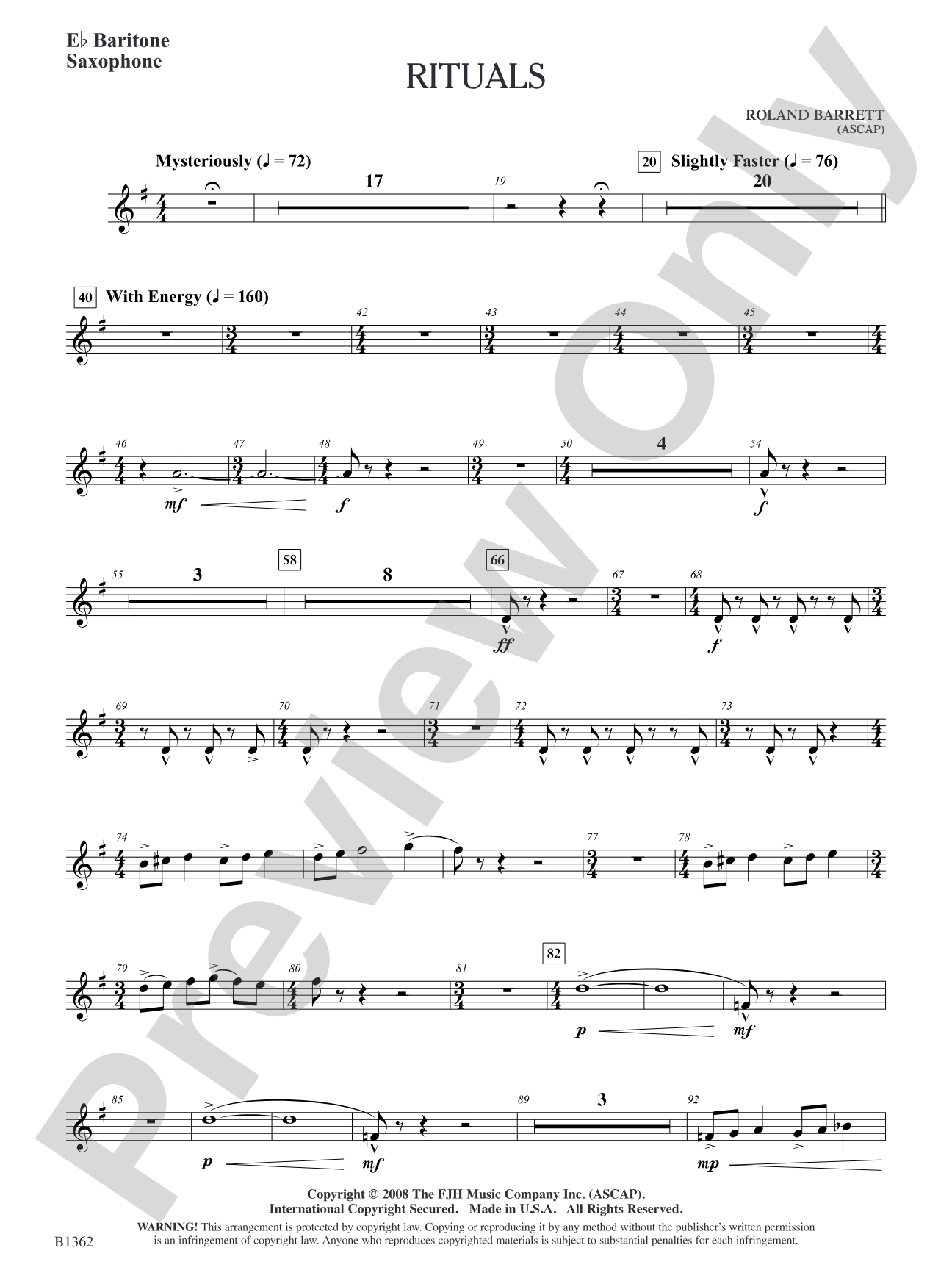 Rituals: E-flat Baritone Saxophone