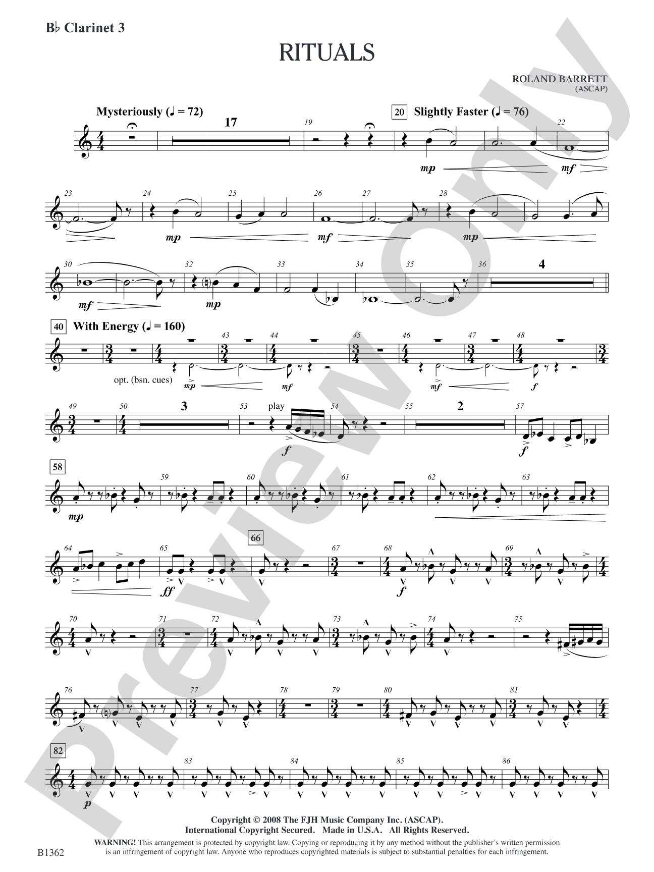 Rituals: B-flat Clarinet 3