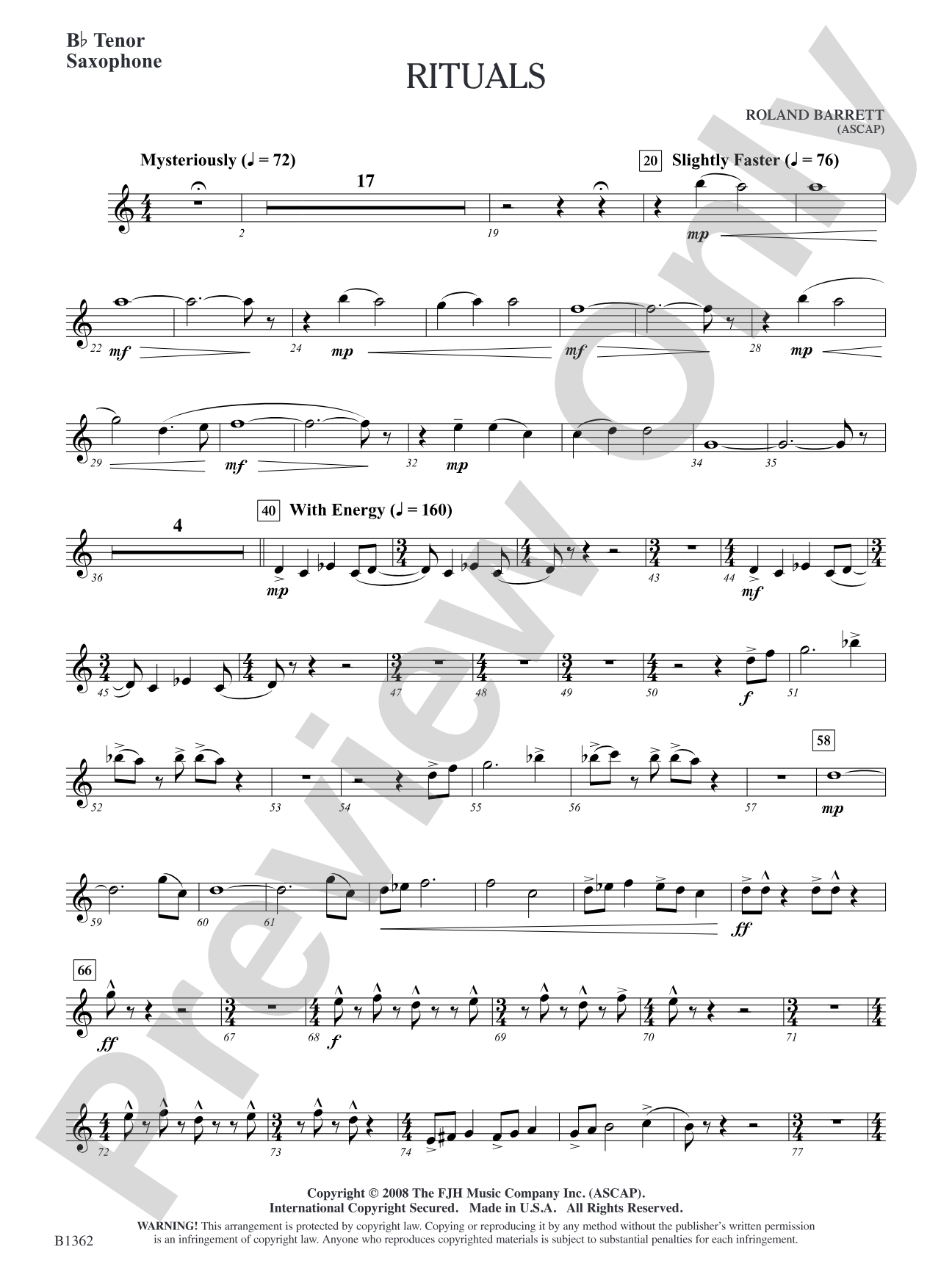 Rituals: B-flat Tenor Saxophone