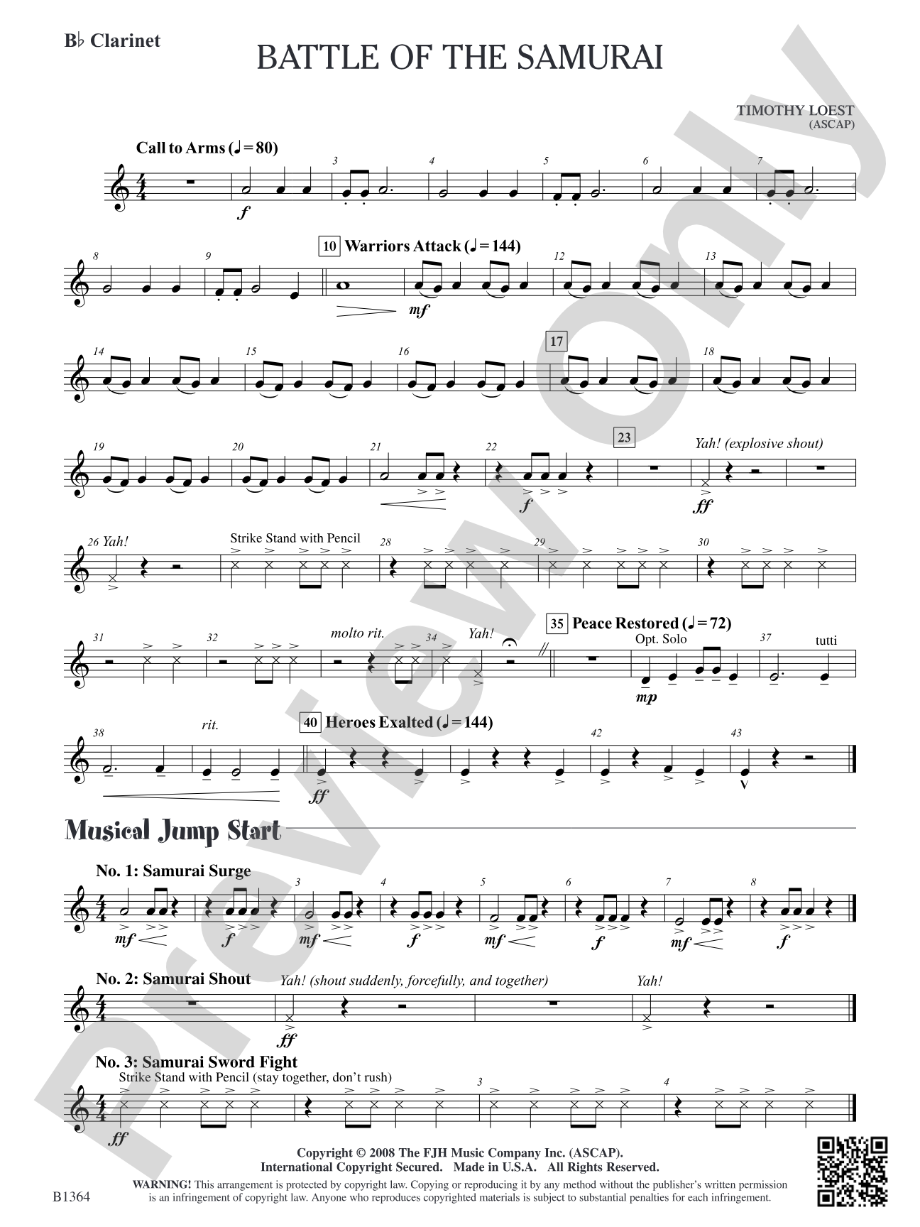 Battle of the Samurai: B-flat Clarinet