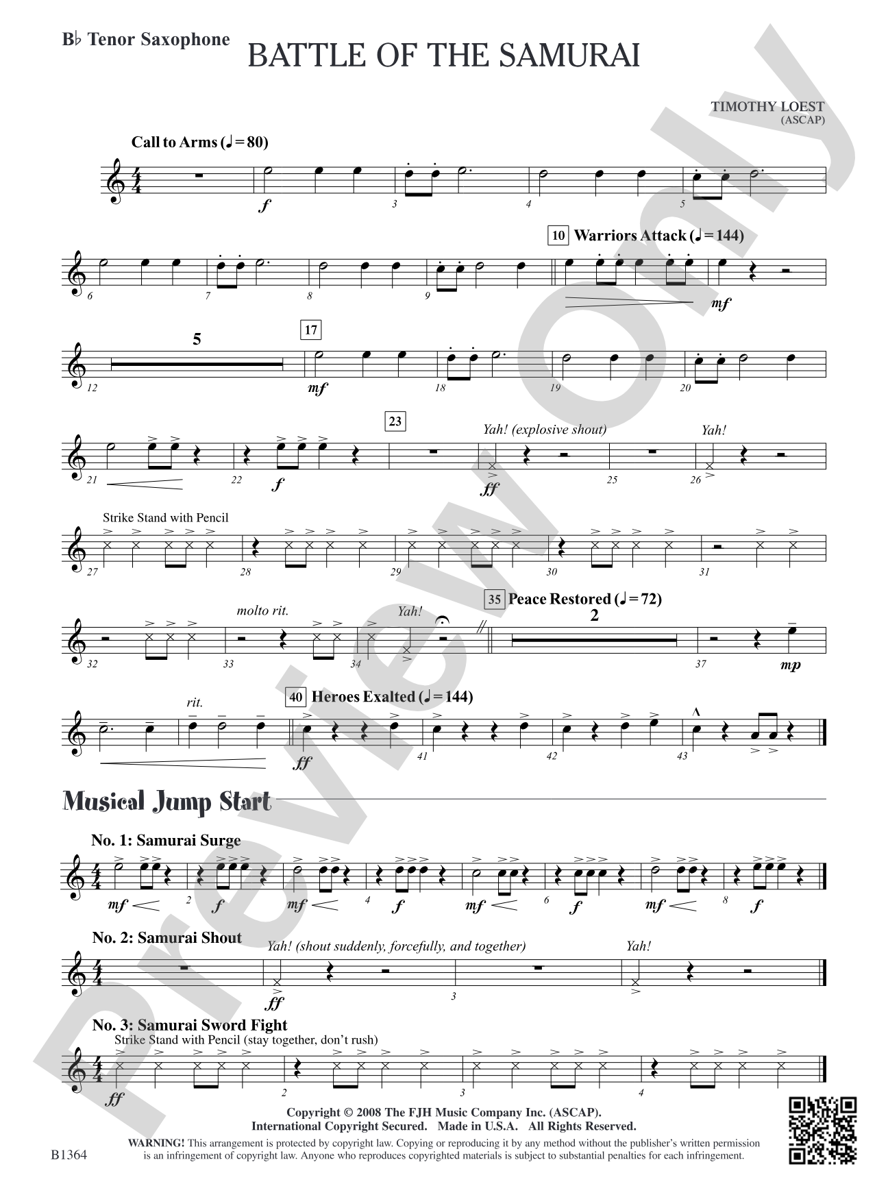 Battle of the Samurai: B-flat Tenor Saxophone