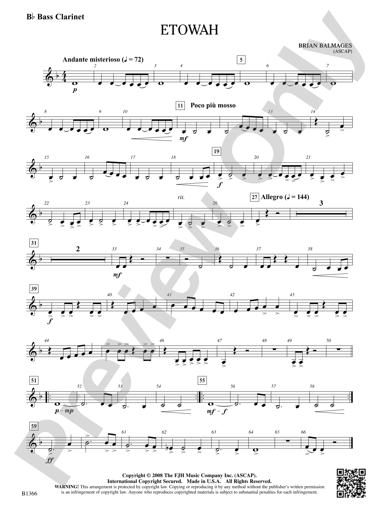Etowah: B-flat Bass Clarinet