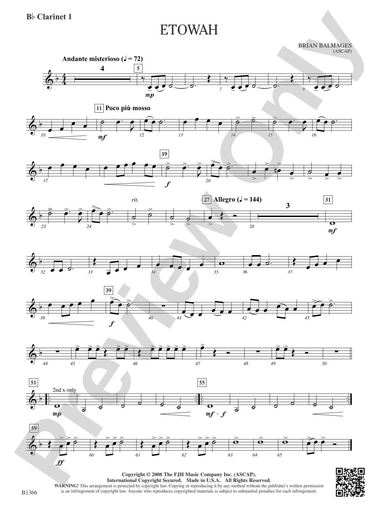 Etowah: B-flat Clarinet 1