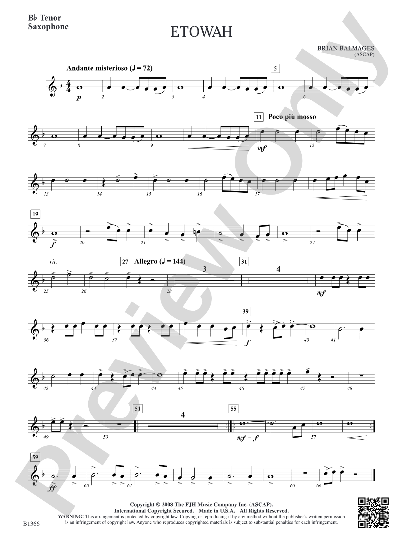 Etowah: B-flat Tenor Saxophone