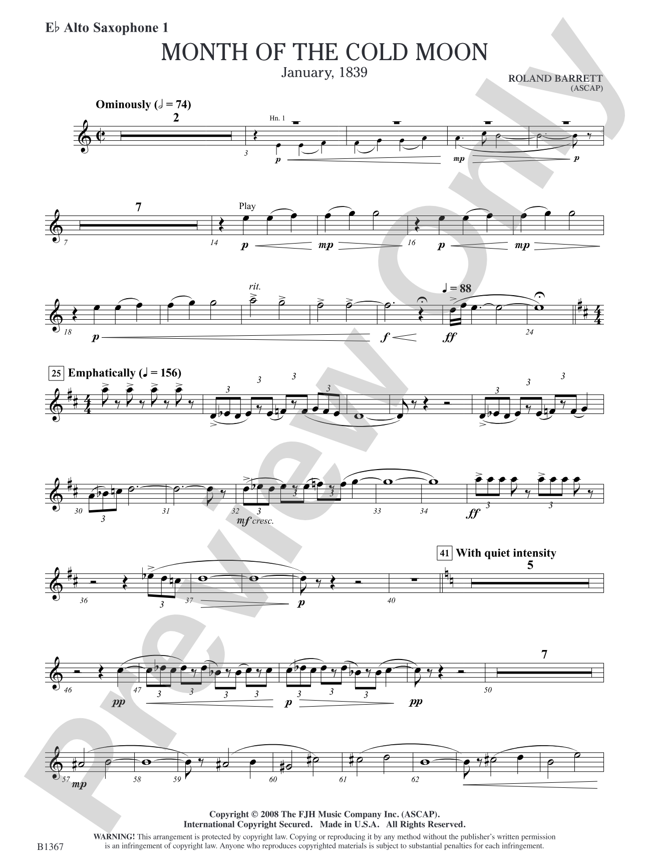 Month of the Cold Moon: E-flat Alto Saxophone 1