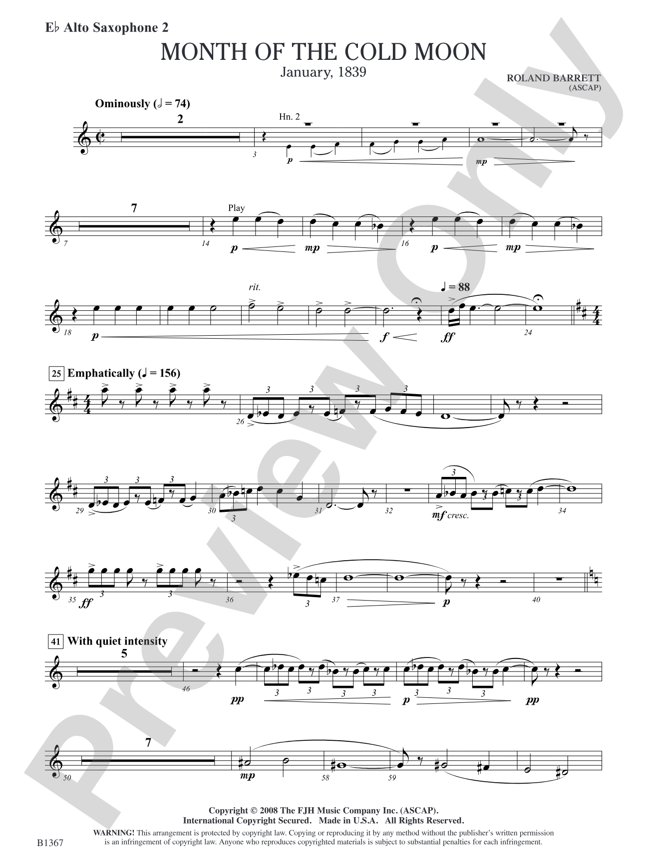 Month of the Cold Moon: E-flat Alto Saxophone 2