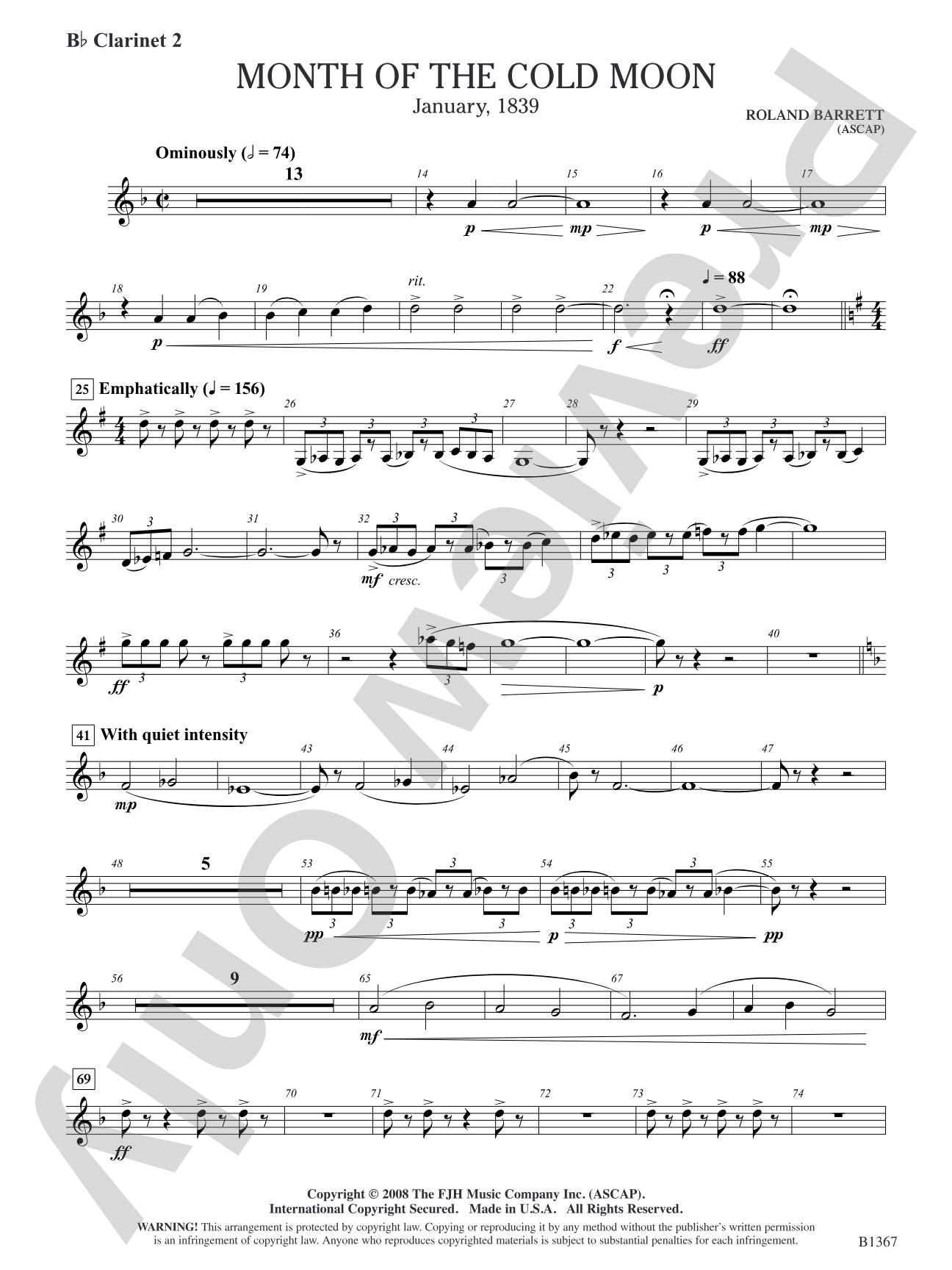 Month of the Cold Moon: B-flat Clarinet 2