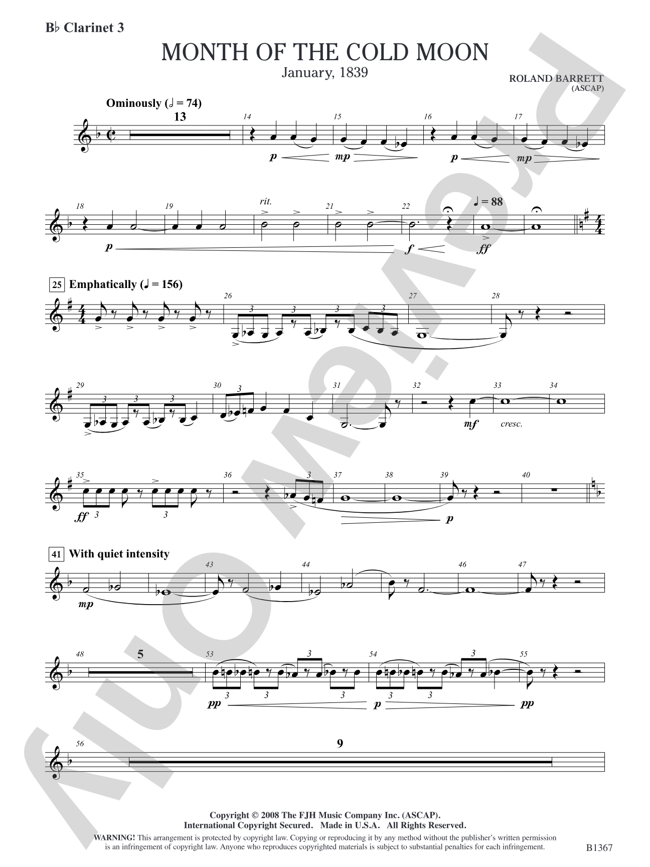 Month of the Cold Moon: B-flat Clarinet 3