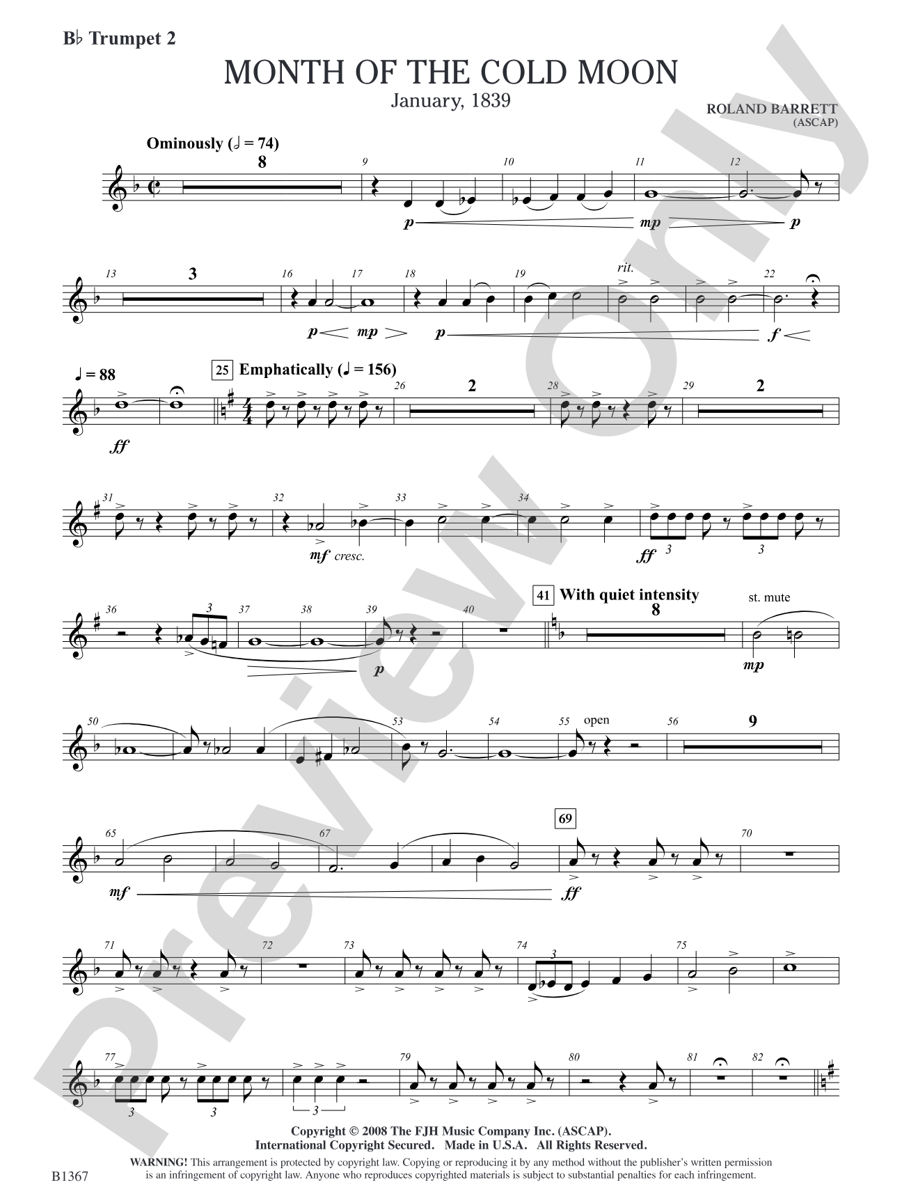 Month of the Cold Moon: B-flat Trumpet 2