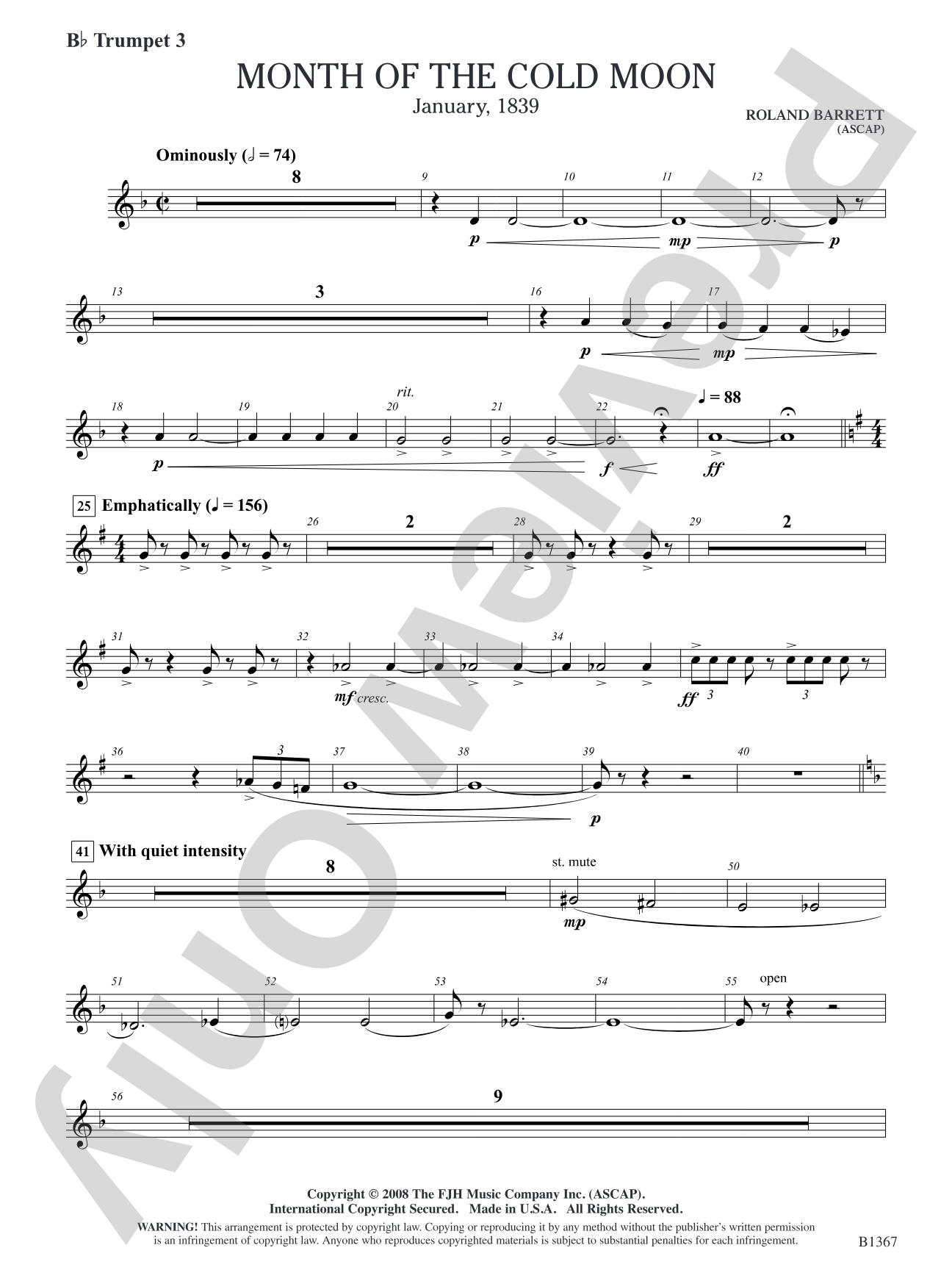 Month of the Cold Moon: B-flat Trumpet 3