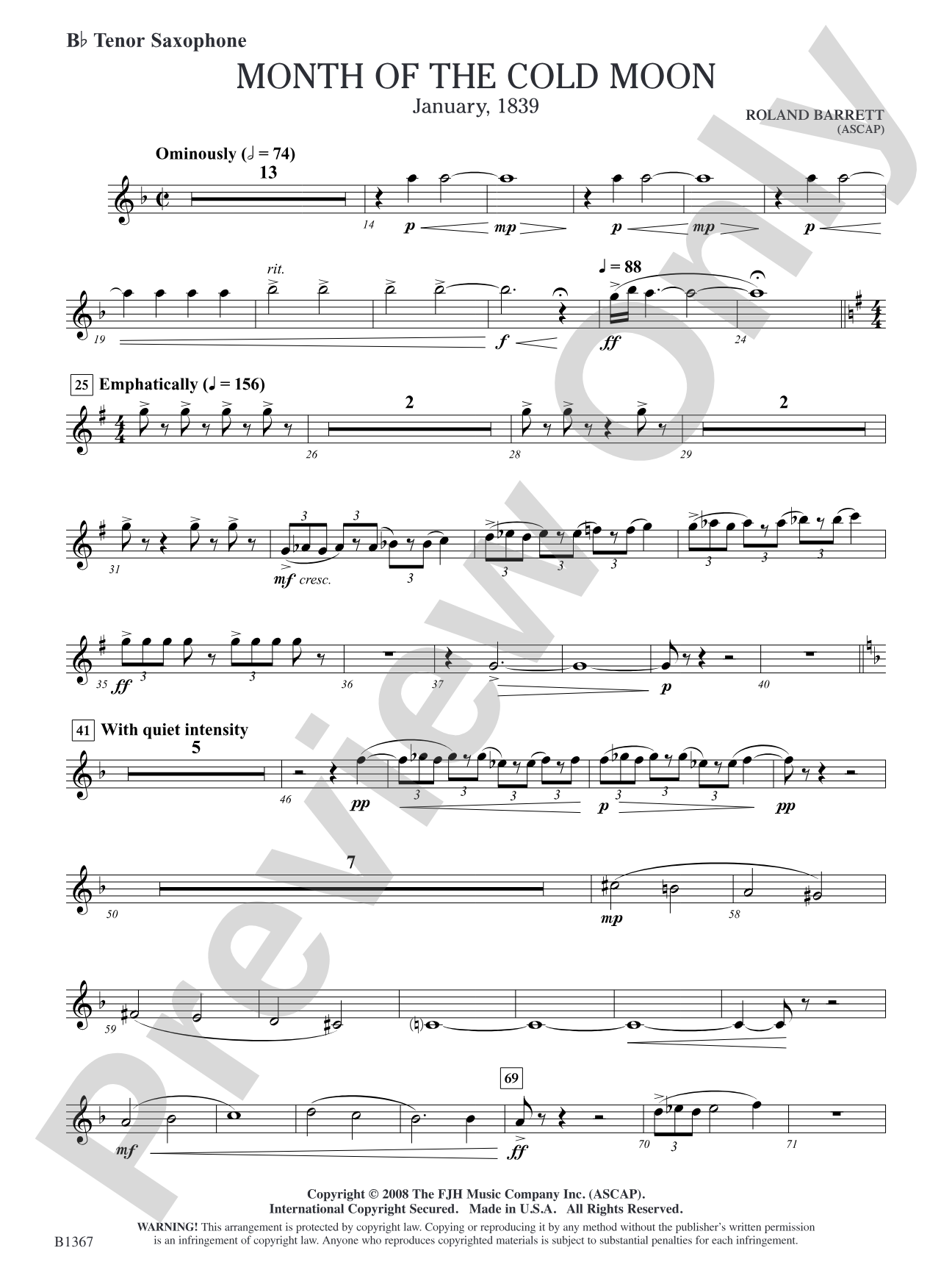 Month of the Cold Moon: B-flat Tenor Saxophone