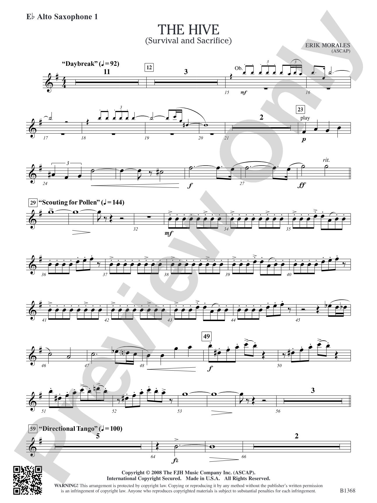 The Hive (Survival and Sacrifice): E-flat Alto Saxophone 1