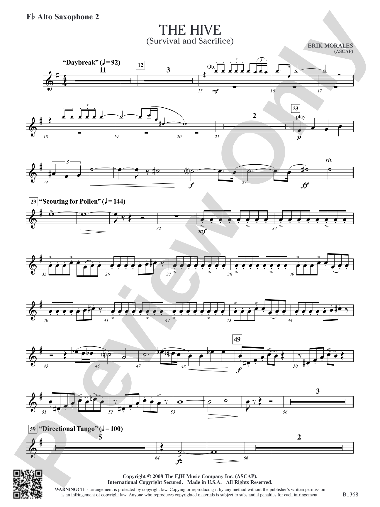 The Hive (Survival and Sacrifice): E-flat Alto Saxophone 2