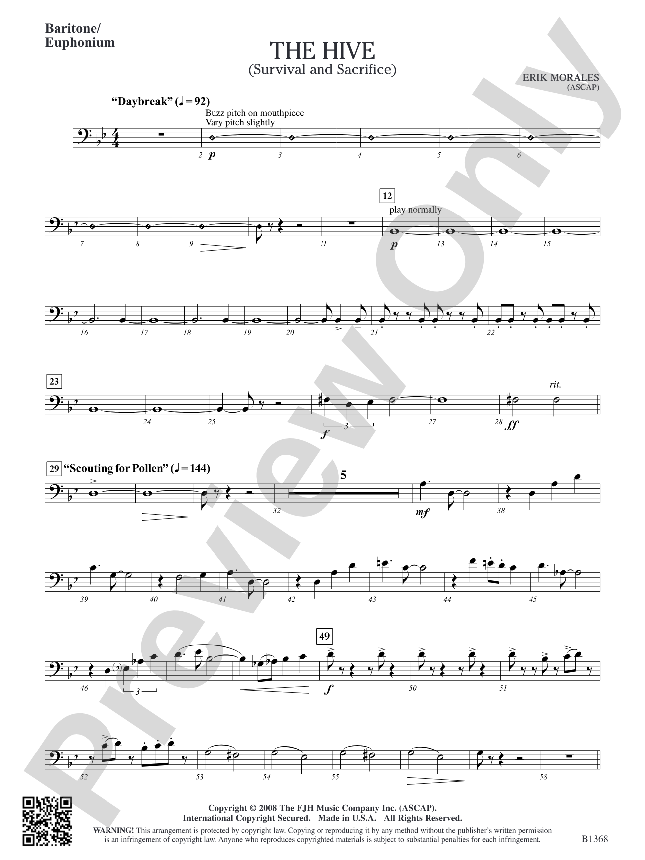 The Hive (Survival and Sacrifice): Baritone/Euphonium