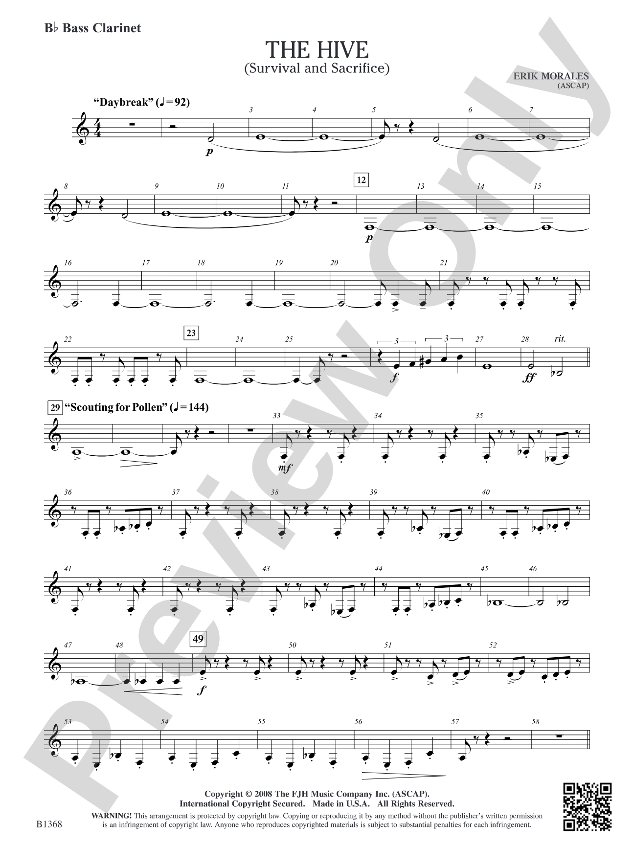 The Hive (Survival and Sacrifice): B-flat Bass Clarinet