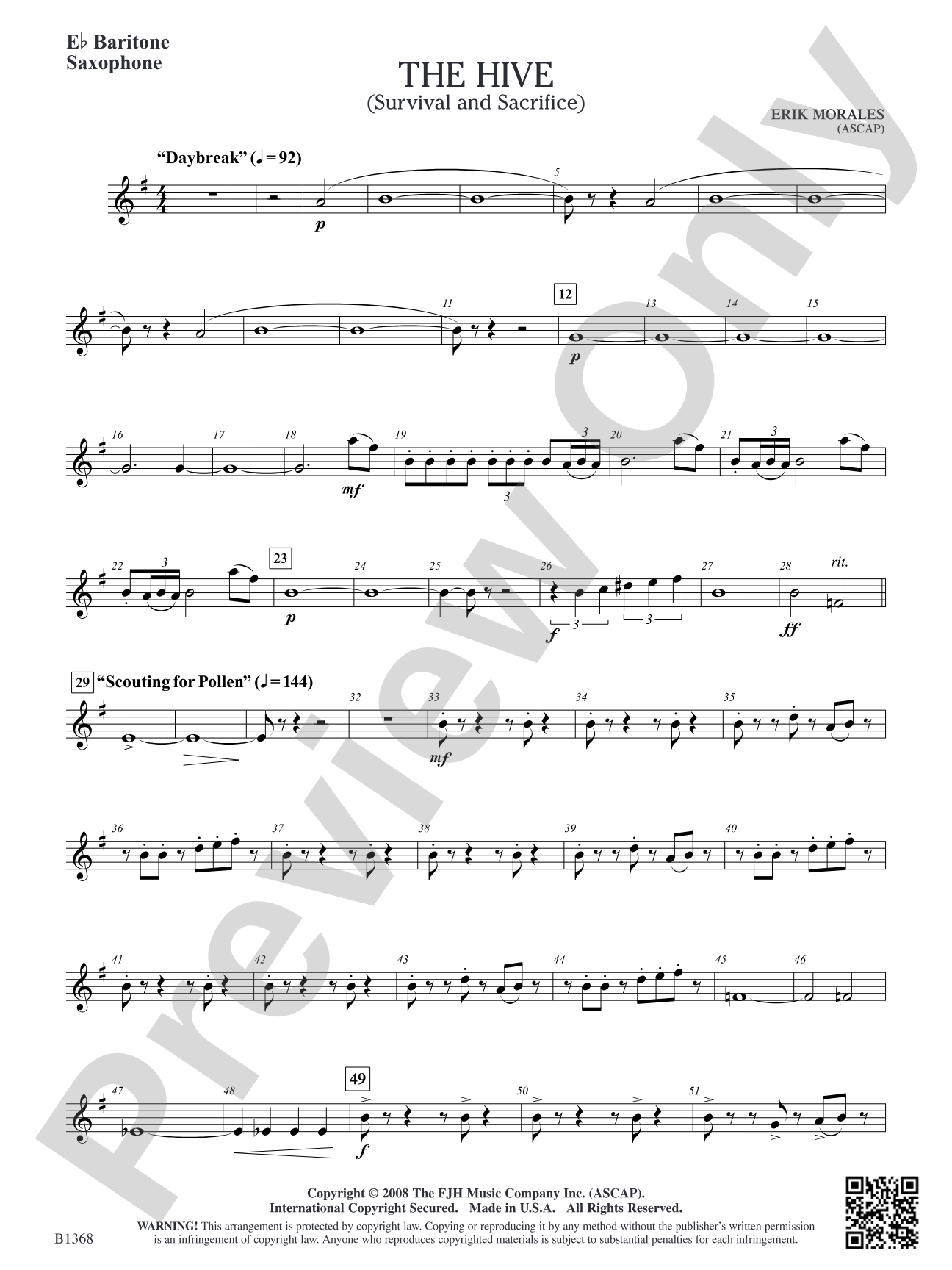 The Hive (Survival and Sacrifice): E-flat Baritone Saxophone
