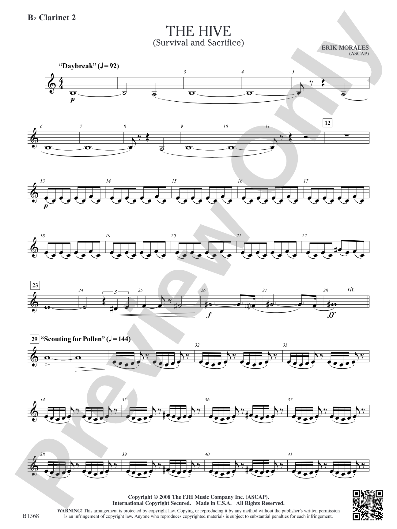 The Hive (Survival and Sacrifice): B-flat Clarinet 2