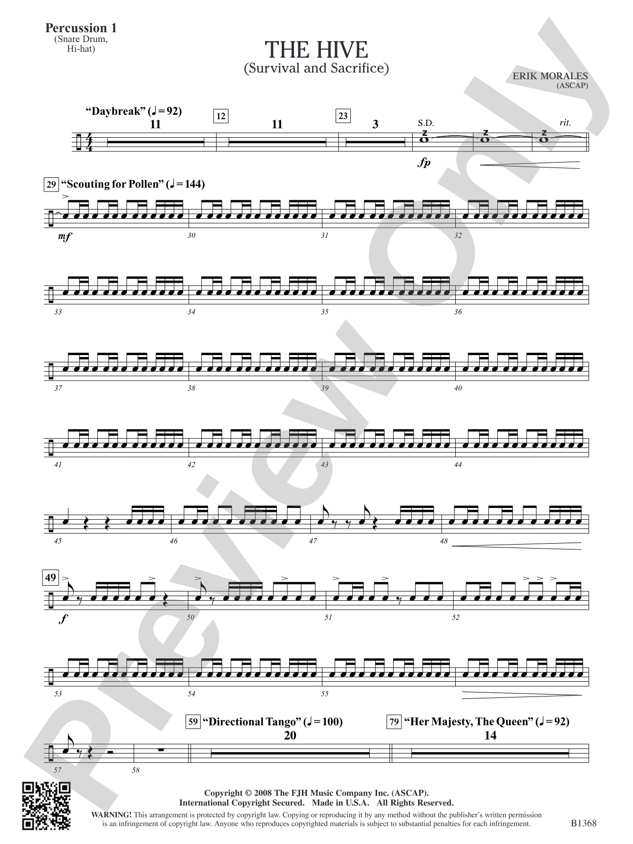The Hive (Survival and Sacrifice): Percussion 1