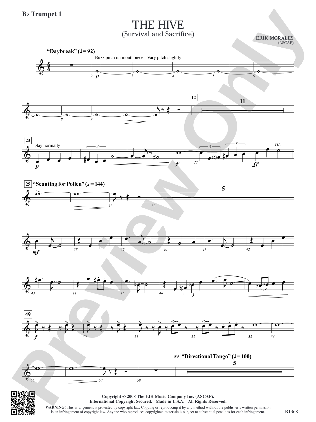 The Hive (Survival and Sacrifice): B-flat Trumpet 1