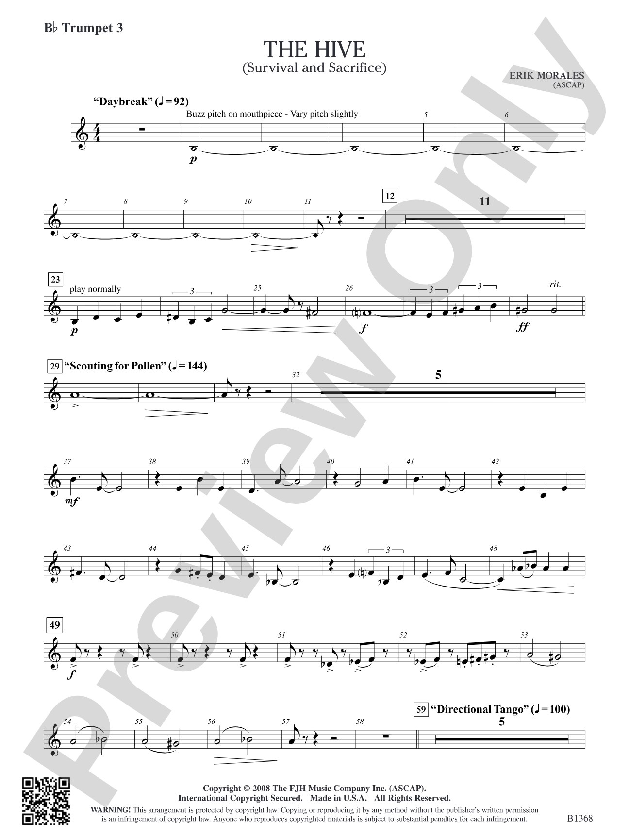 The Hive (Survival and Sacrifice): B-flat Trumpet 3