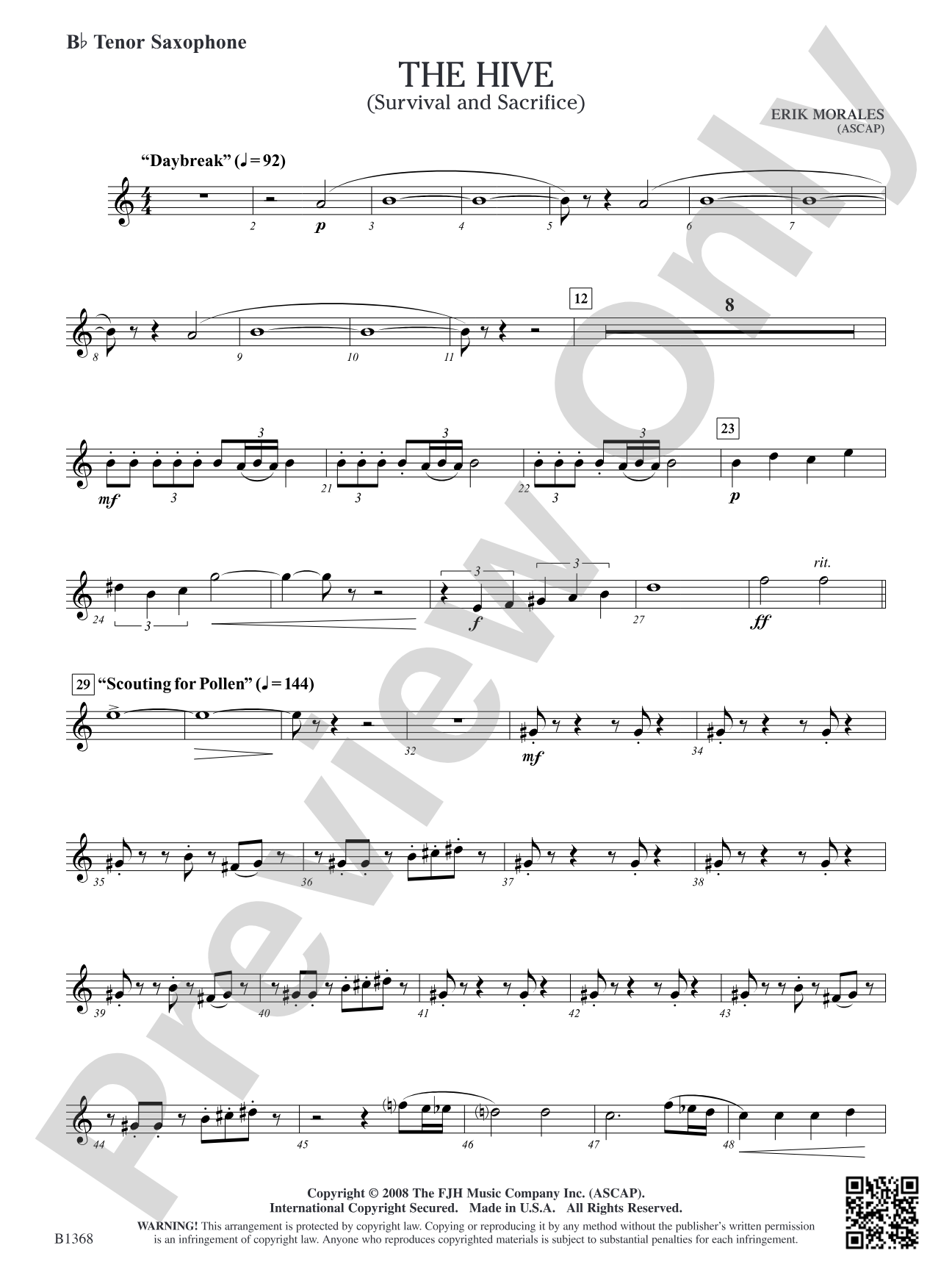 The Hive (Survival and Sacrifice): B-flat Tenor Saxophone