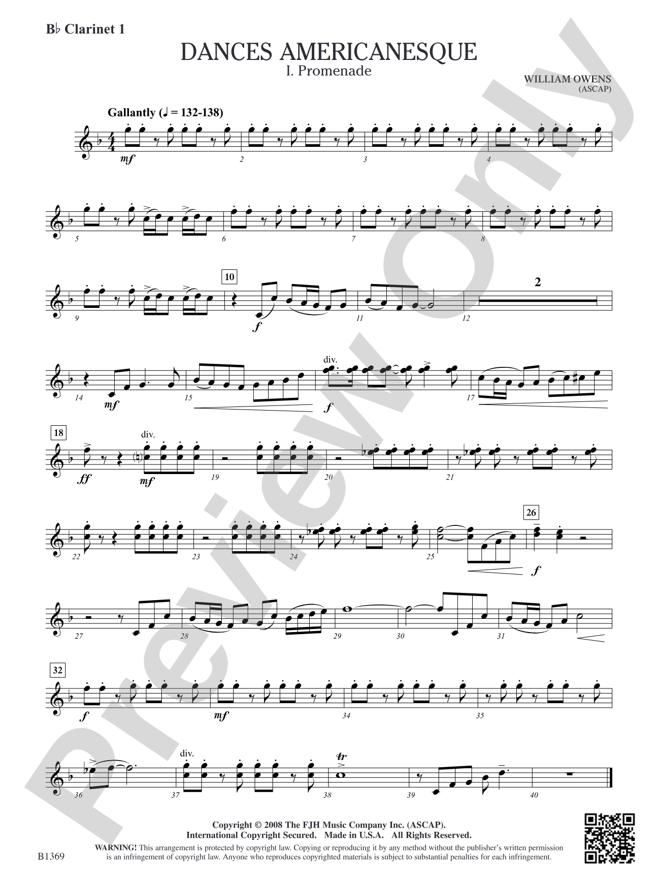 Dances Americanesque: B-flat Clarinet 1