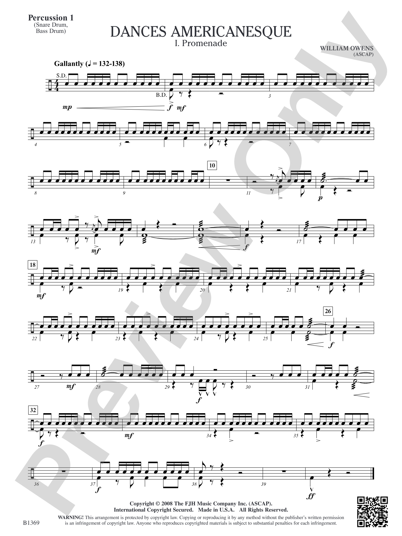 Dances Americanesque: Percussion 1