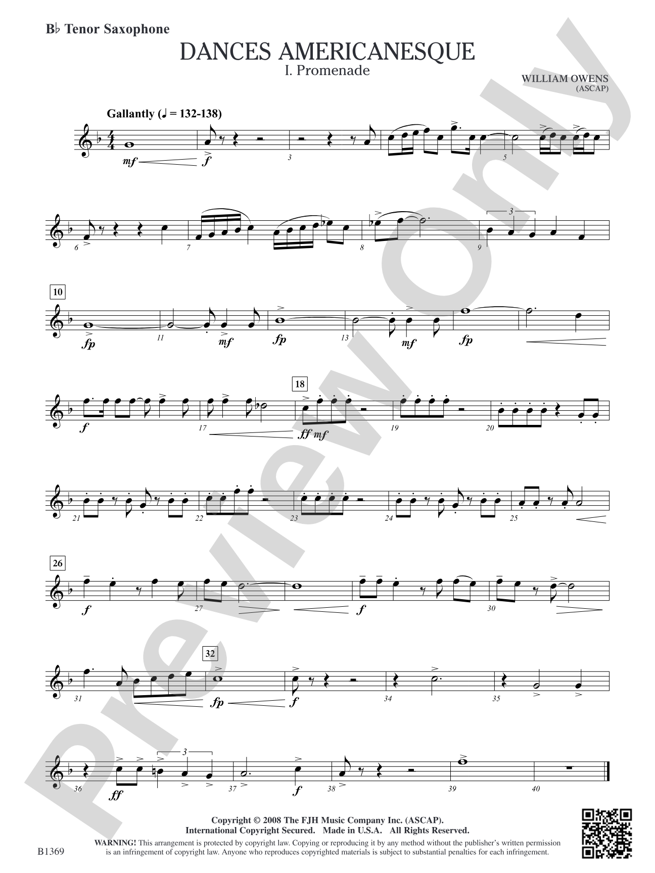 Dances Americanesque: B-flat Tenor Saxophone