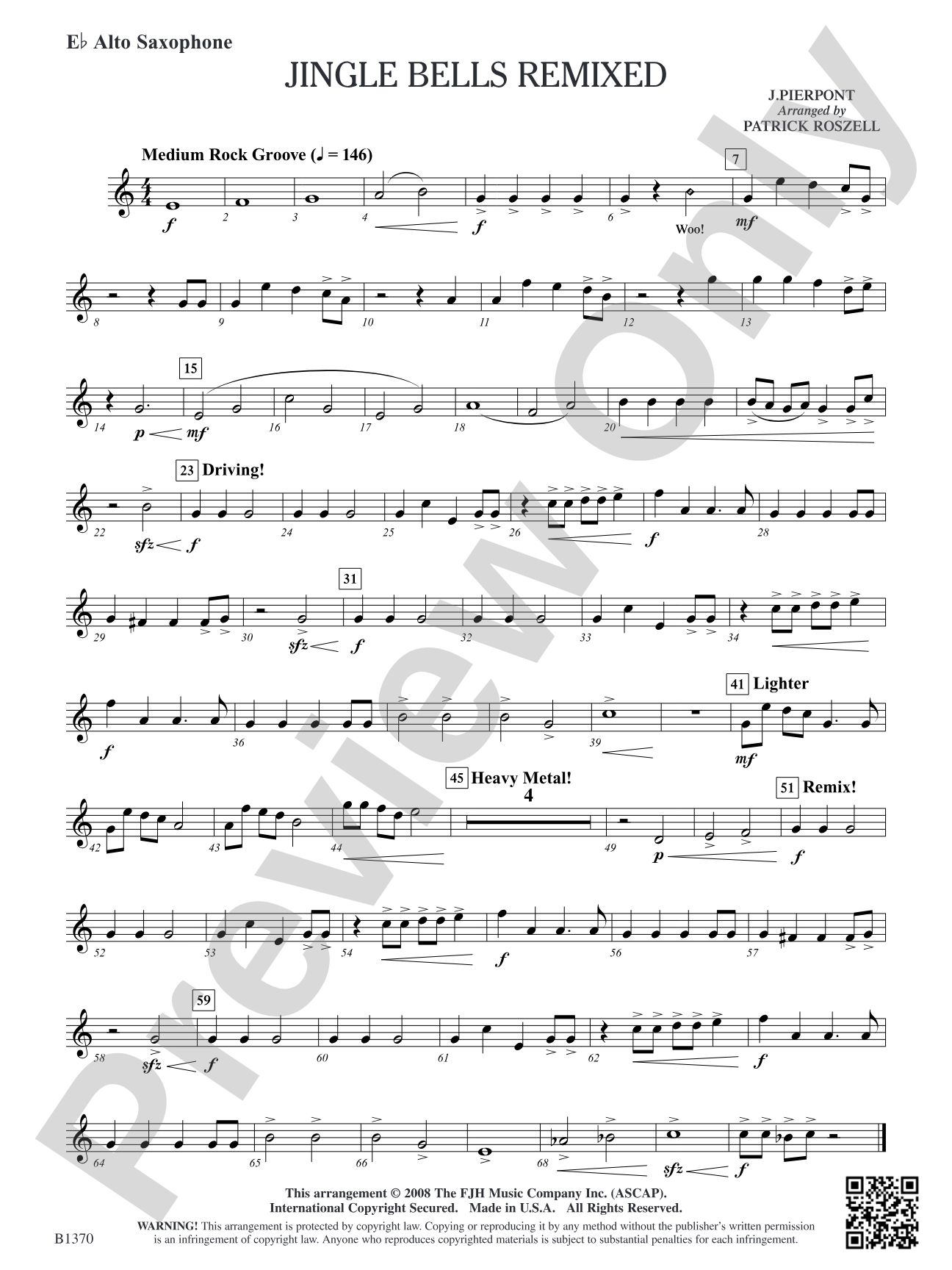 Jingle Bells Remixed: E-flat Alto Saxophone