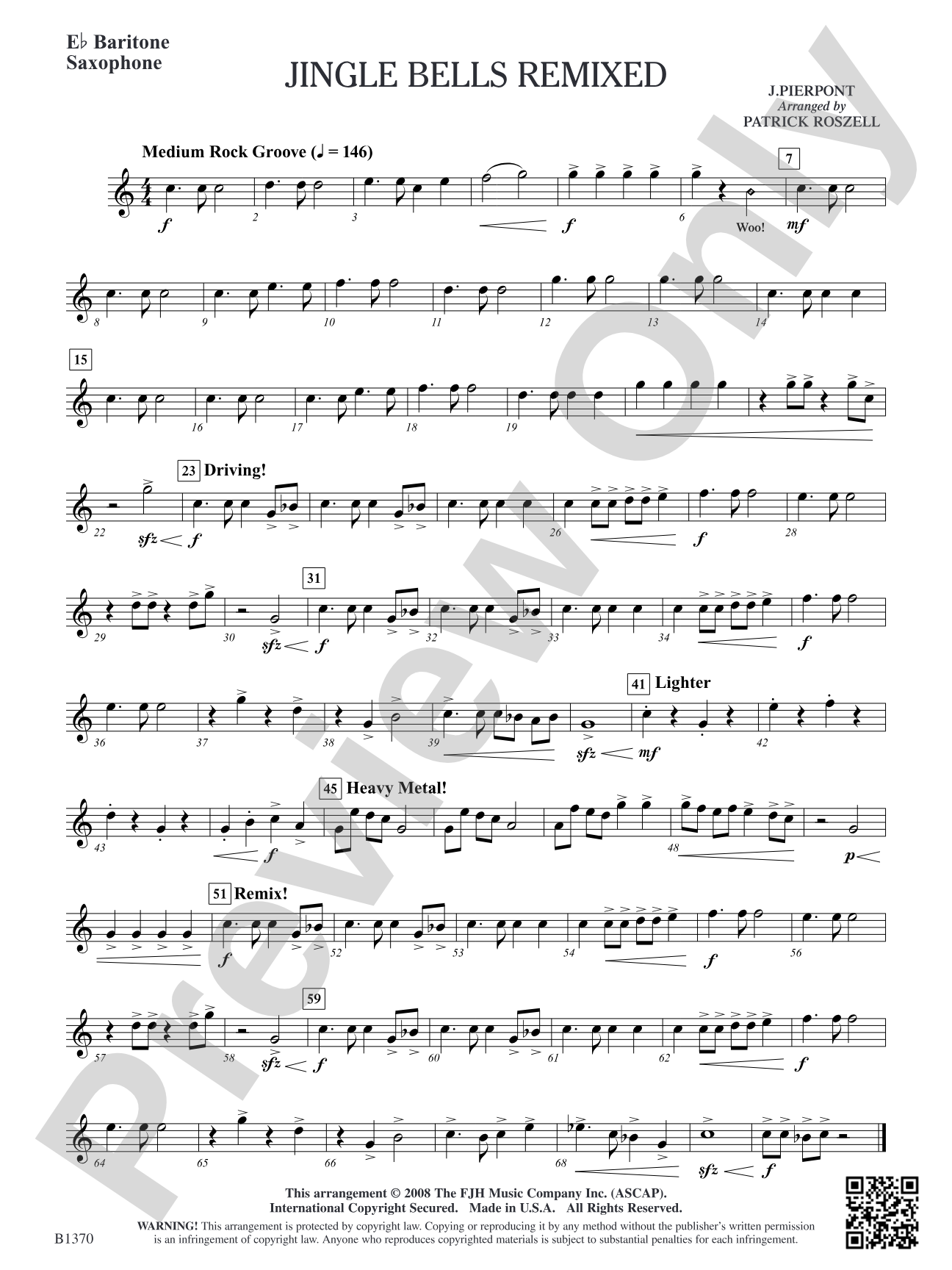 Jingle Bells Remixed: E-flat Baritone Saxophone