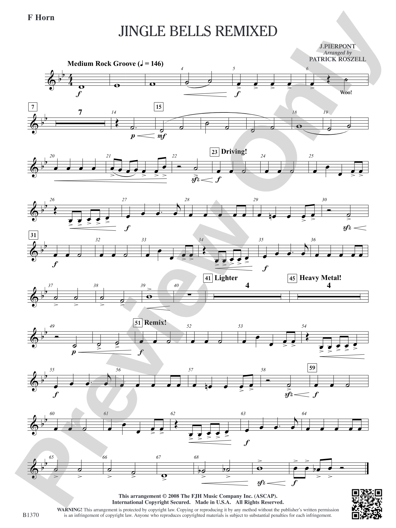 Jingle Bells Remixed: F Horn