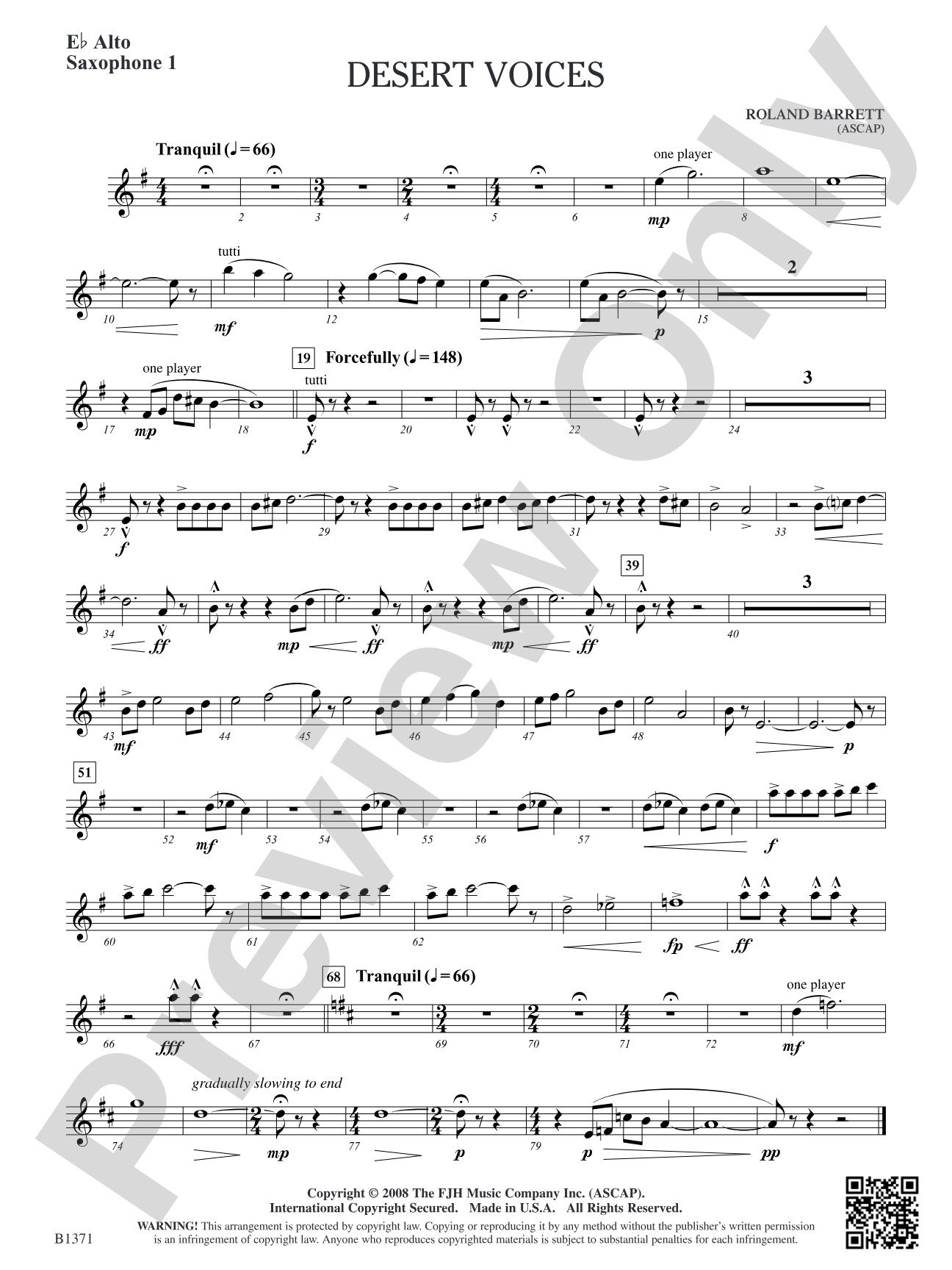 Desert Voices: E-flat Alto Saxophone 1