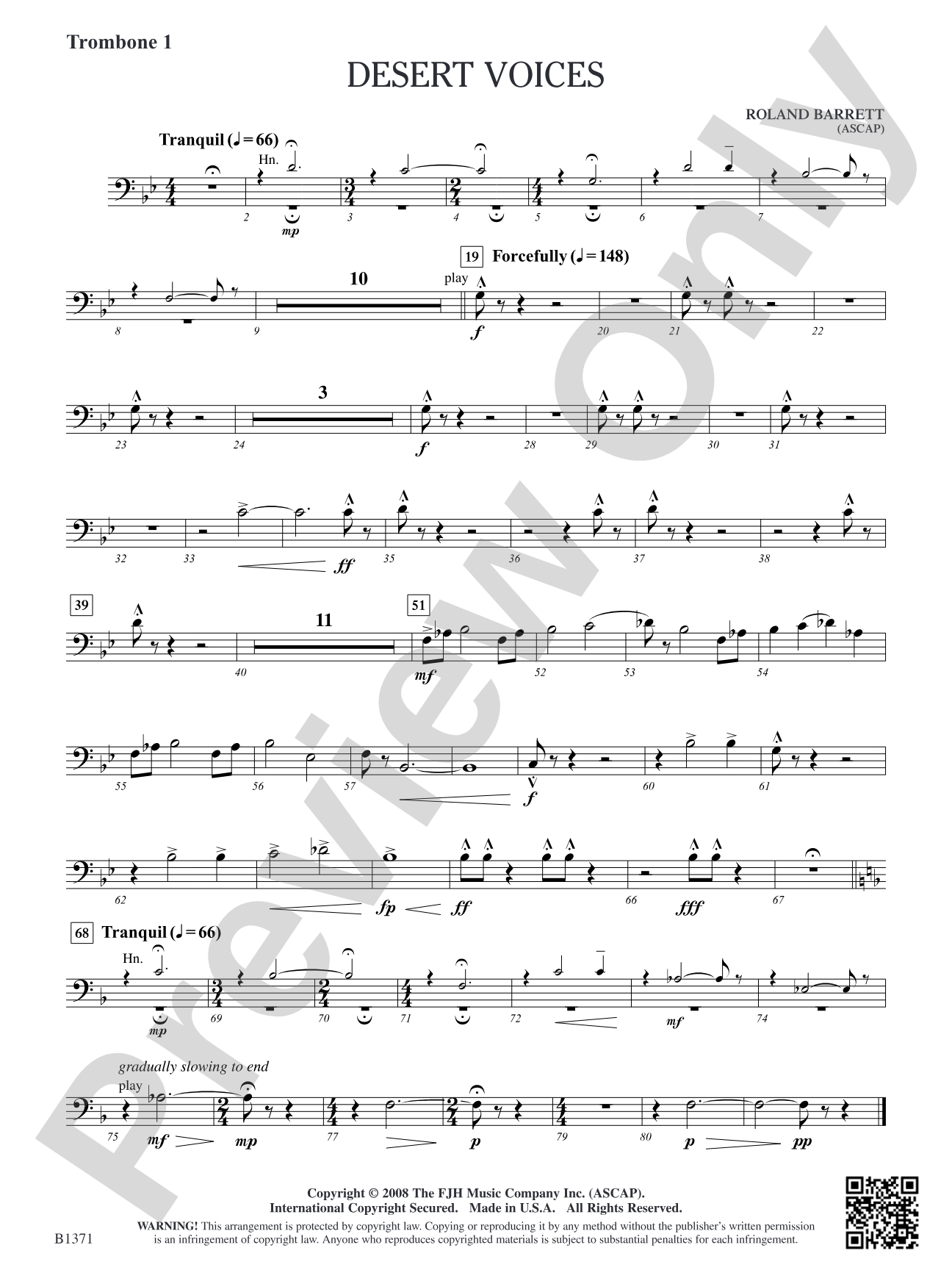 Desert Voices: Trombone 1