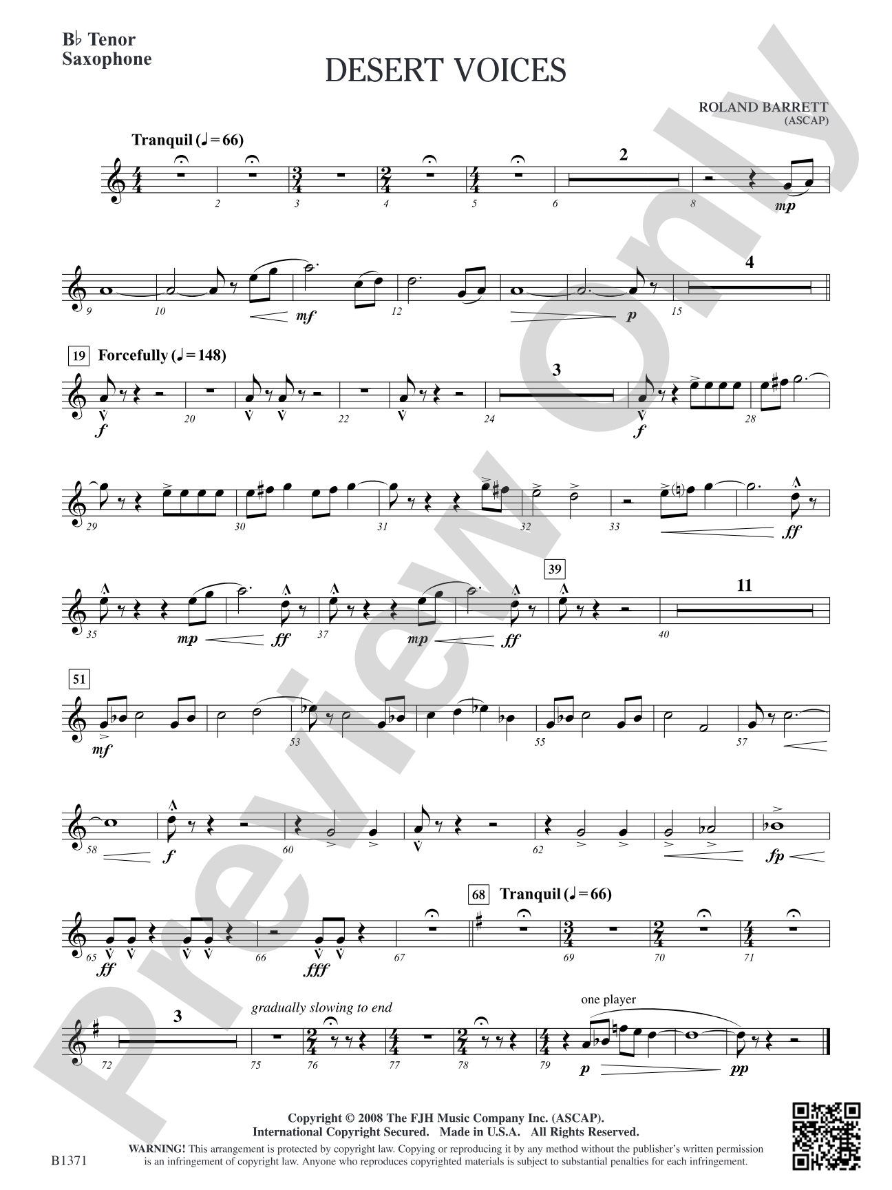Desert Voices: B-flat Tenor Saxophone