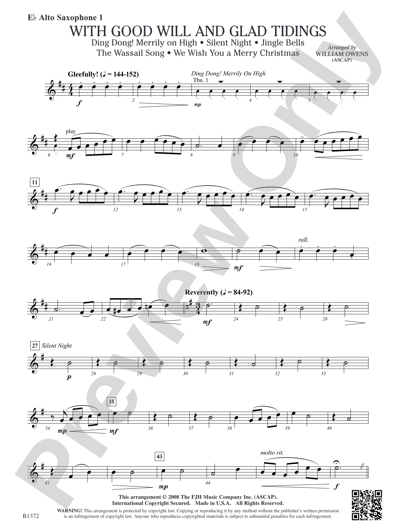 With Good Will and Glad Tidings: E-flat Alto Saxophone 1