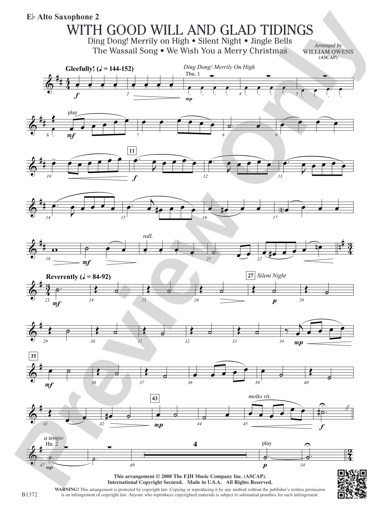With Good Will and Glad Tidings: E-flat Alto Saxophone 2