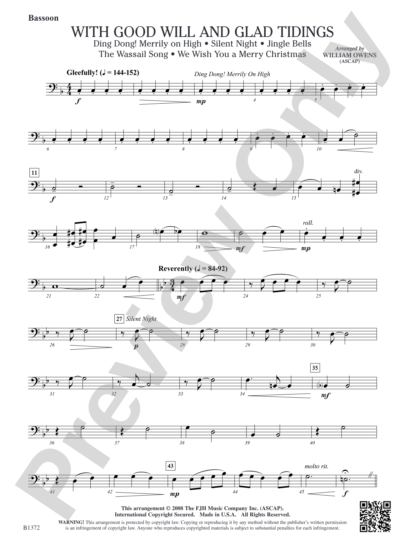 With Good Will and Glad Tidings: Bassoon