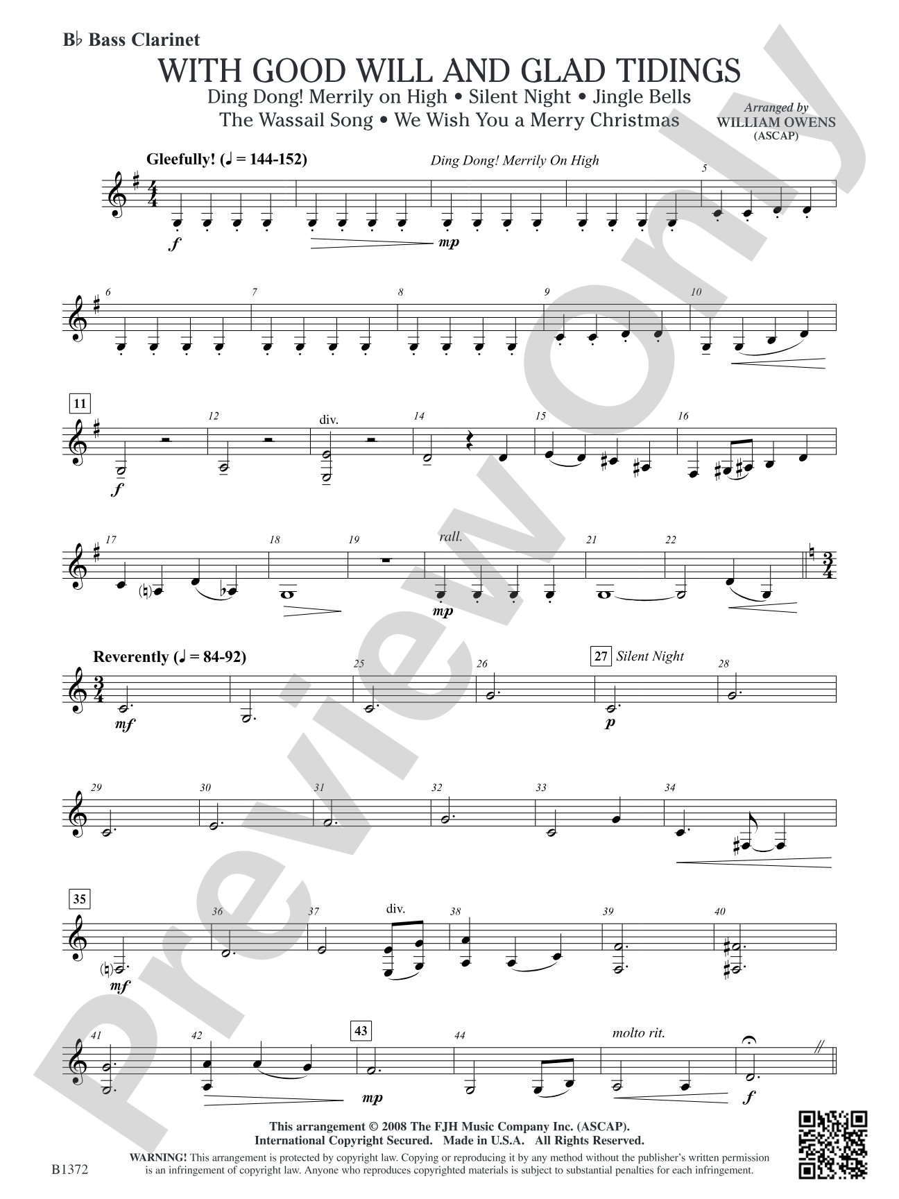 With Good Will and Glad Tidings: B-flat Bass Clarinet
