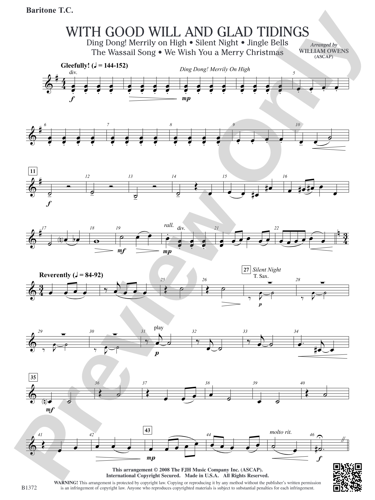 With Good Will and Glad Tidings: Baritone T.C.
